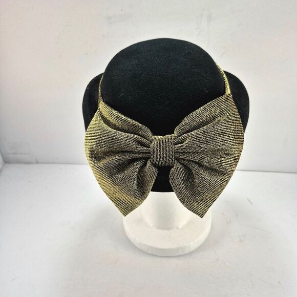 Vintage Bollman Doeskin Black Wool Felt Hat Bow Made in USA Mid Century. main image 6